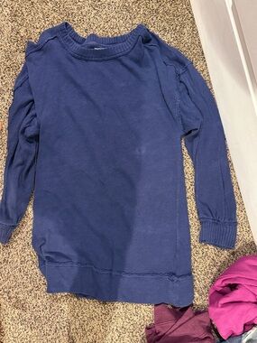 Pilcro Deep Navy Crewneck Pullover Sweatshirt